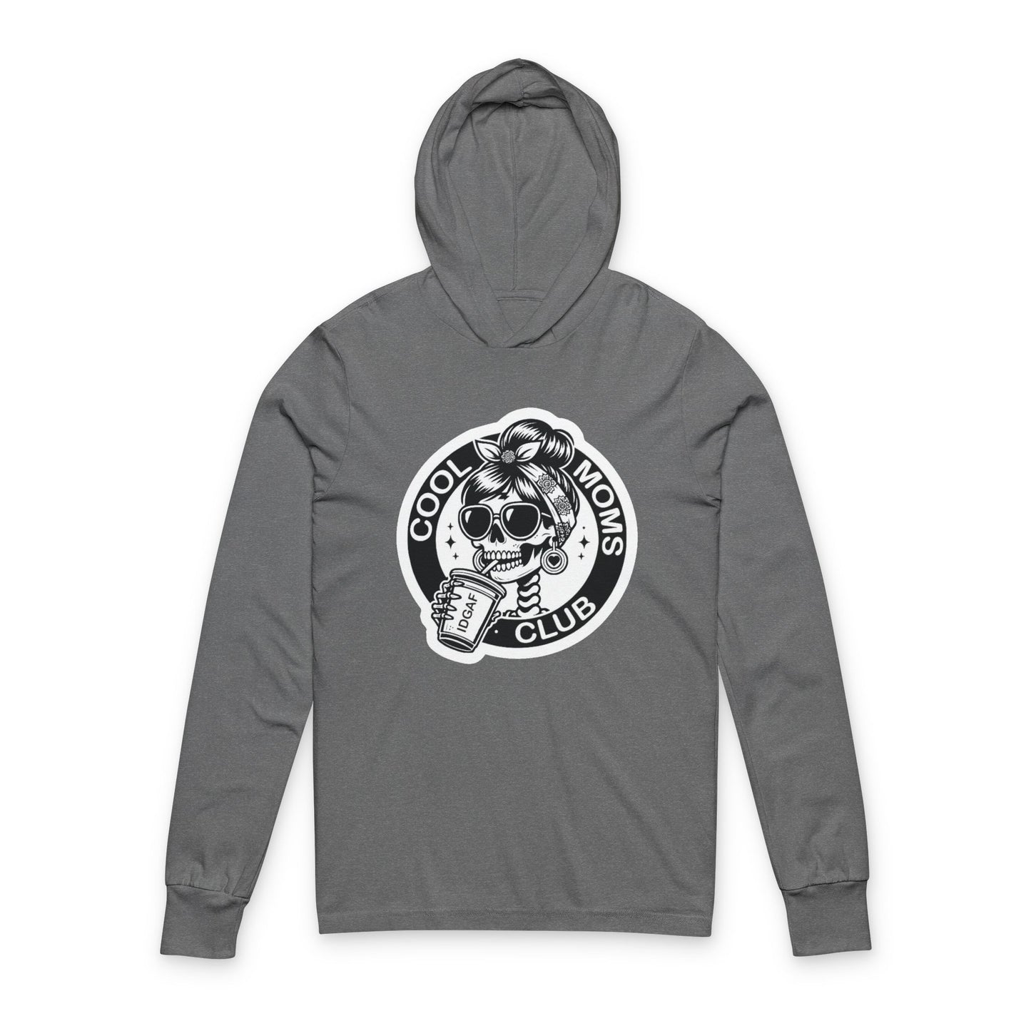 Cool Moms Club Hooded Long Sleeve Tee — Retro Skull Mama Graphic