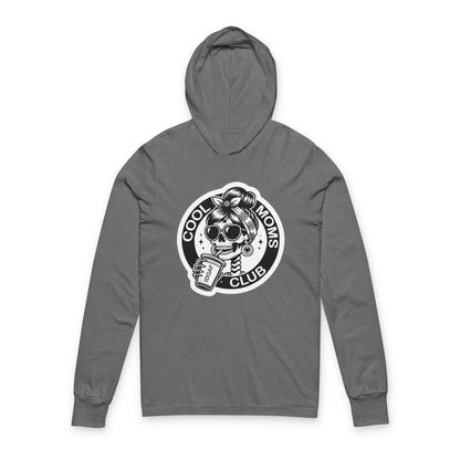 Cool Moms Club Hooded Long Sleeve Tee — Retro Skull Mama Graphic