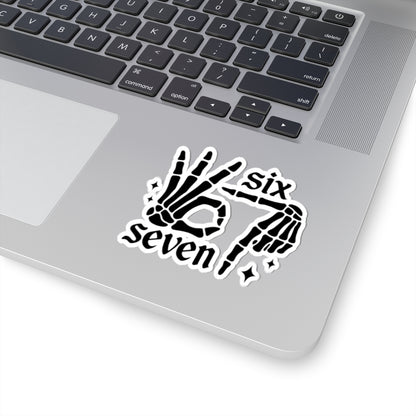 Six Seven Skeleton Hand Kiss-Cut Sticker — Gothic OK Hand Laptop Decal