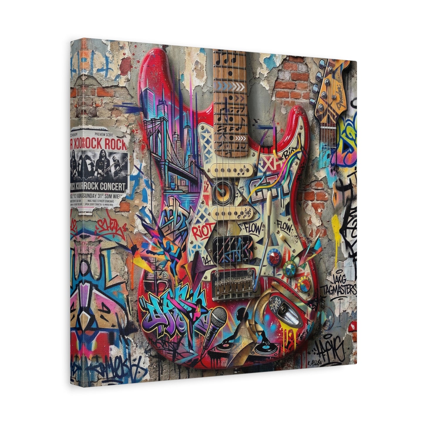 Urban Art Gutair Abstract Canvas Wall Art Print