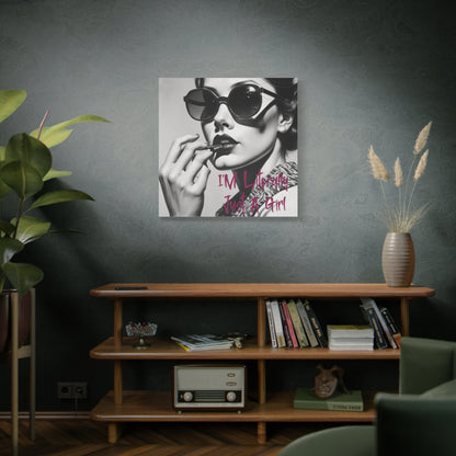Canvas Wall Art - "I'm Literally Just A Girl" Retro Glam Portrait