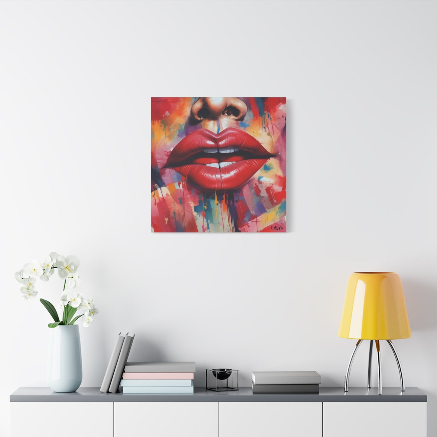 Bold Red Lips Pop Art Canvas — Matte Stretched Wall Art