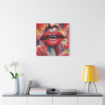 Bold Red Lips Pop Art Canvas — Matte Stretched Wall Art