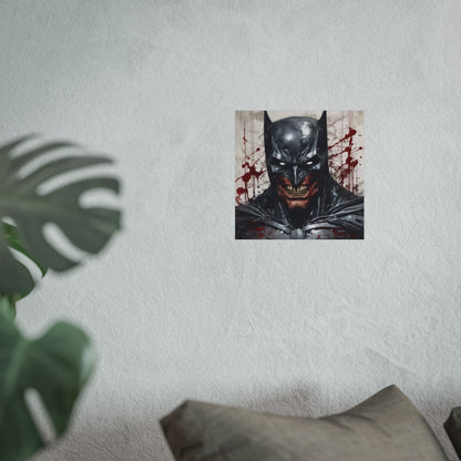 Horror Comic Fine Art Poster Print — Grinning Dark Knight Portrait