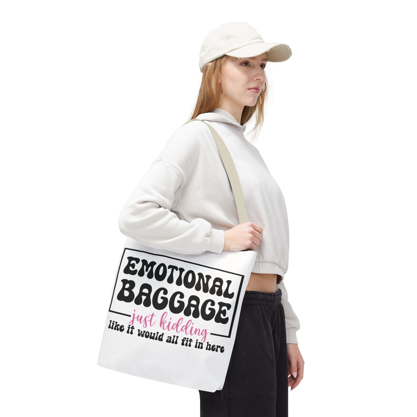 Emotional Baggage Tote Bag — Funny "Emotional Baggage (just kidding)" Reusable Shopper