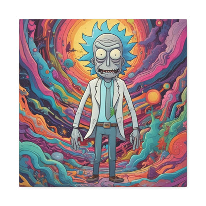 Psychedelic Rick Portal Canvas — Colorful Rick Illustration on Stretched Matte Canvas