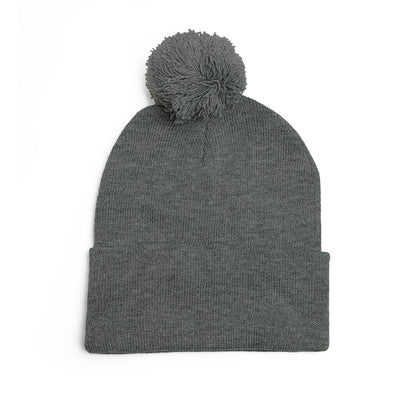 Embroidered Pom-Pom Beanie — "Spitters Are Quitters!" Cozy Winter Hat