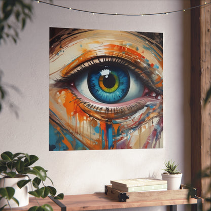 Vibrant Blue Eye Surreal Wall Art Print
