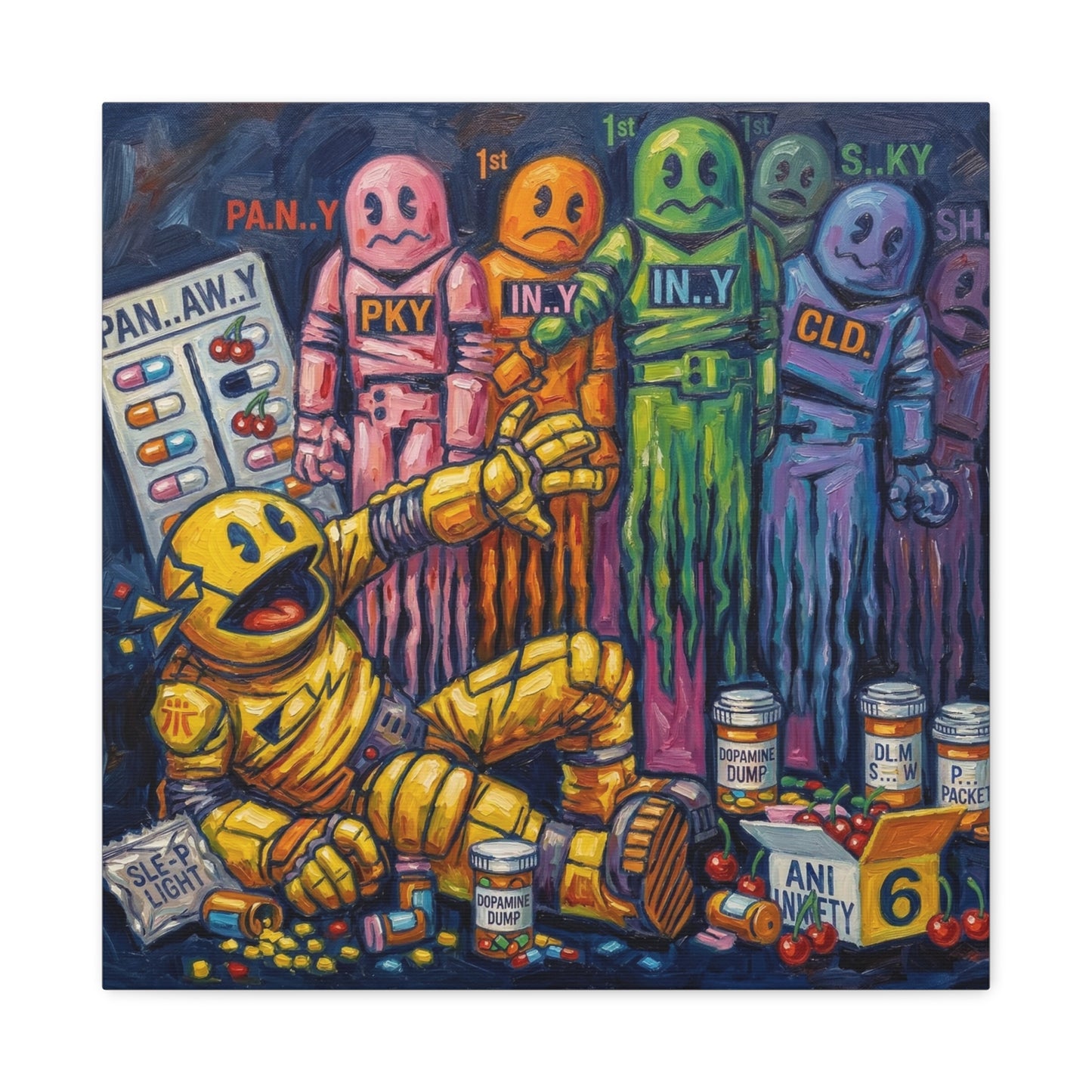 Depressed Pacman Canvas Wall Art Print