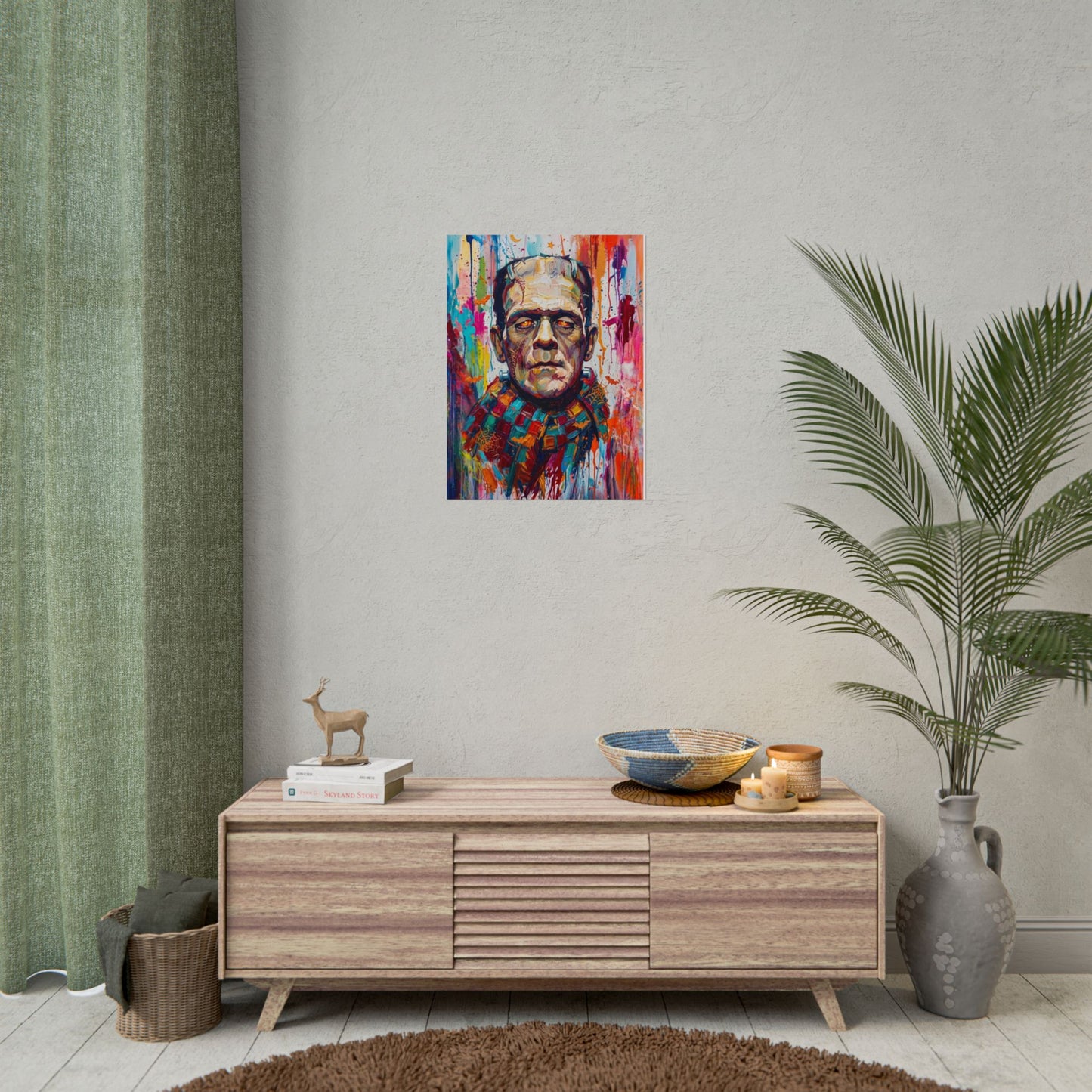 Frankenstein Color Splash Poster — Vibrant Pop Art Horror Wall Print
