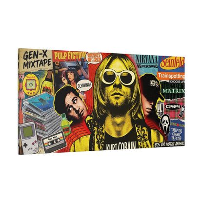 1990's Pop Culture Abstract Canvas Wall Art — Matte Stretched 1.25"