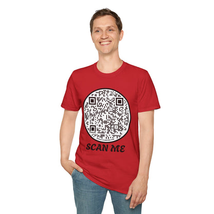 QR Code "Scan Me" T-Shirt — Interactive Novelty Shirt for Events & Gifts