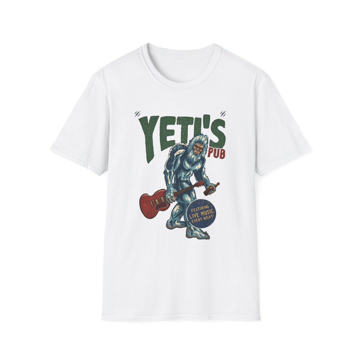 Yeti's Pub Graphic T-Shirt — Vintage Rock Band Snowman Design