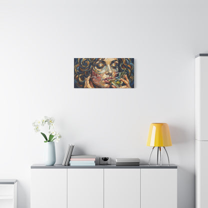 Martini Muse Canvas Wall Art — Contemporary Woman Drinking Cocktail