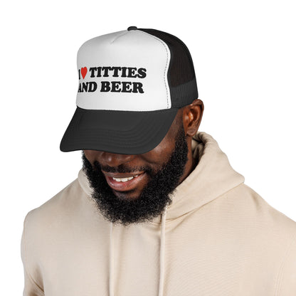 Trucker Hat - "I  Titties and Beer" Funny Novelty Cap