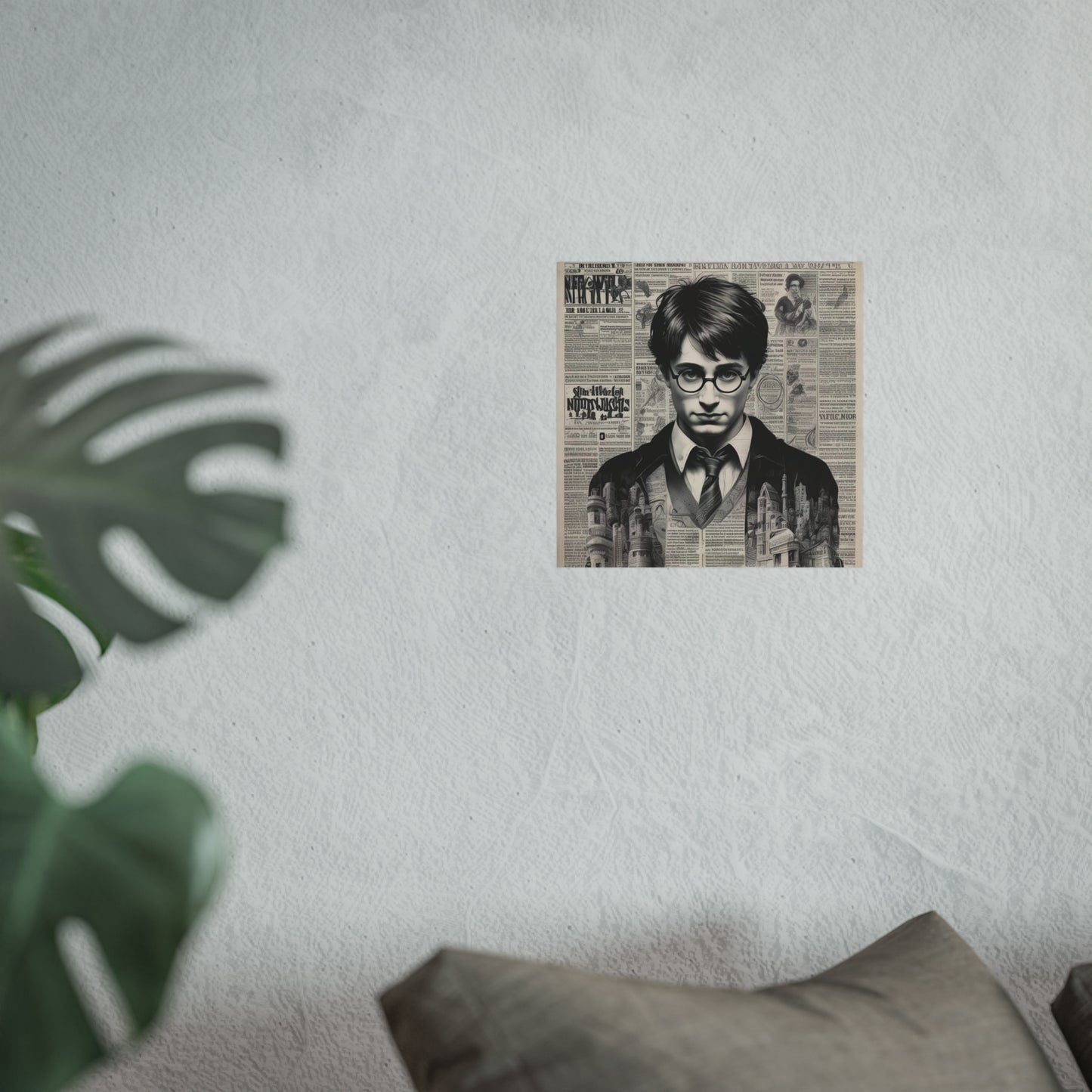 Vintage Newspaper Portrait Poster — Young Wizard Illustration Fine Art Print