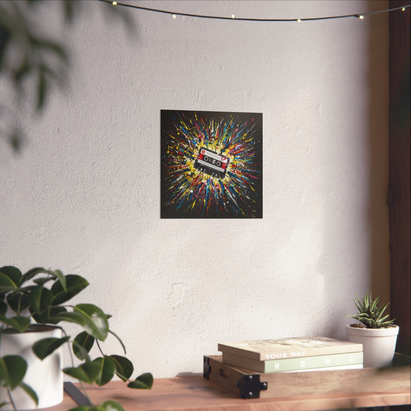 Cassette Explosion Fine Art Print — Retro Music Wall Art