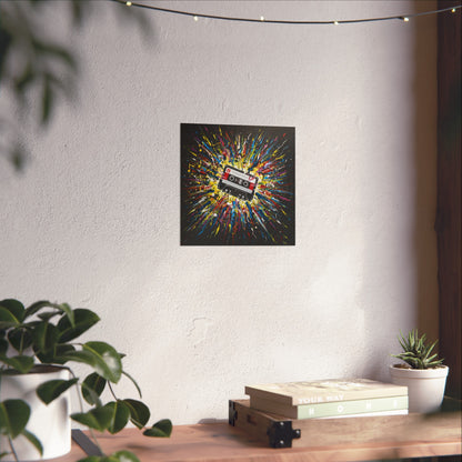 Cassette Explosion Fine Art Print — Retro Music Wall Art