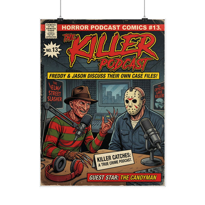 Horror Podcast Comic Poster — "The Killer Podcast" Rolled Art Print