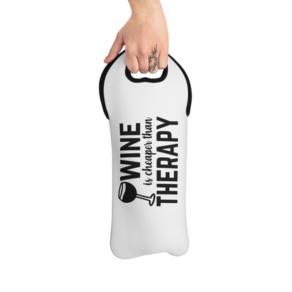 Wine Tote Bag — "Wine is Cheaper Than Therapy" Insulated Bottle Carrier