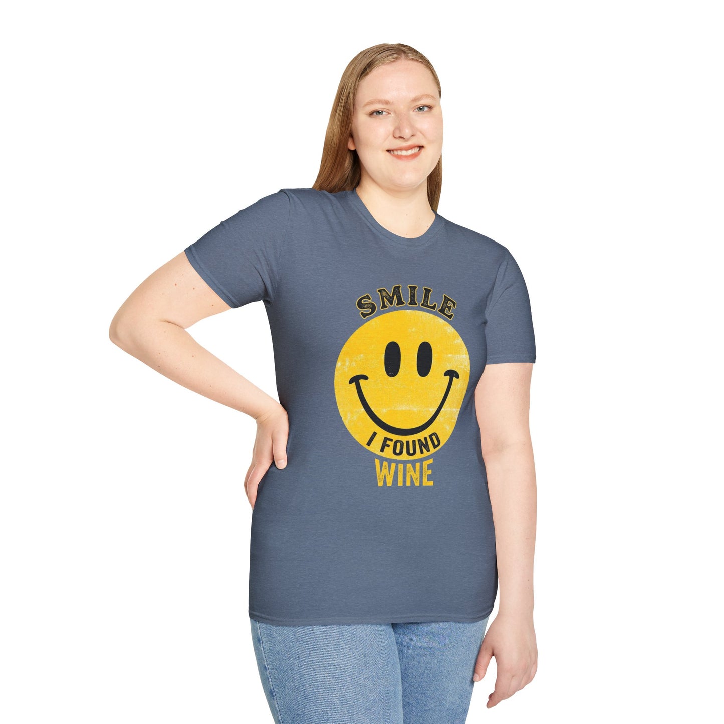 Wine Smile T-Shirt — "Smile I Found Wine" Retro Smiley Tee