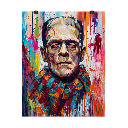 Frankenstein Color Splash Poster — Vibrant Pop Art Horror Wall Print