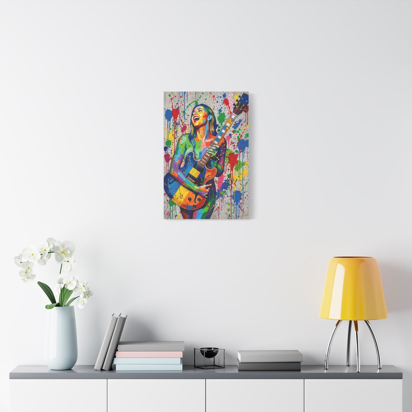 Colorful Guitarist Pop Art Canvas Print — Vibrant Music Wall Art