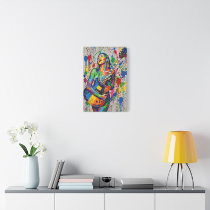 Colorful Guitarist Pop Art Canvas Print — Vibrant Music Wall Art
