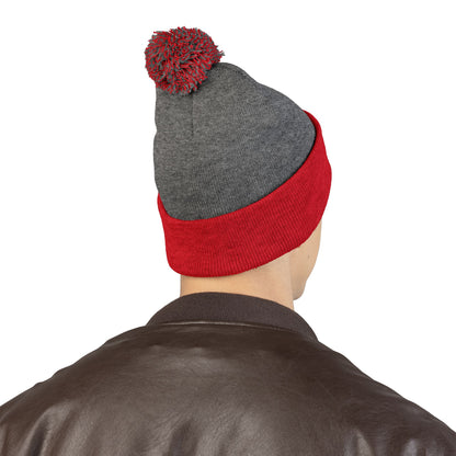 Embroidered Pom-Pom Beanie — "Spitters Are Quitters!" Cozy Winter Hat