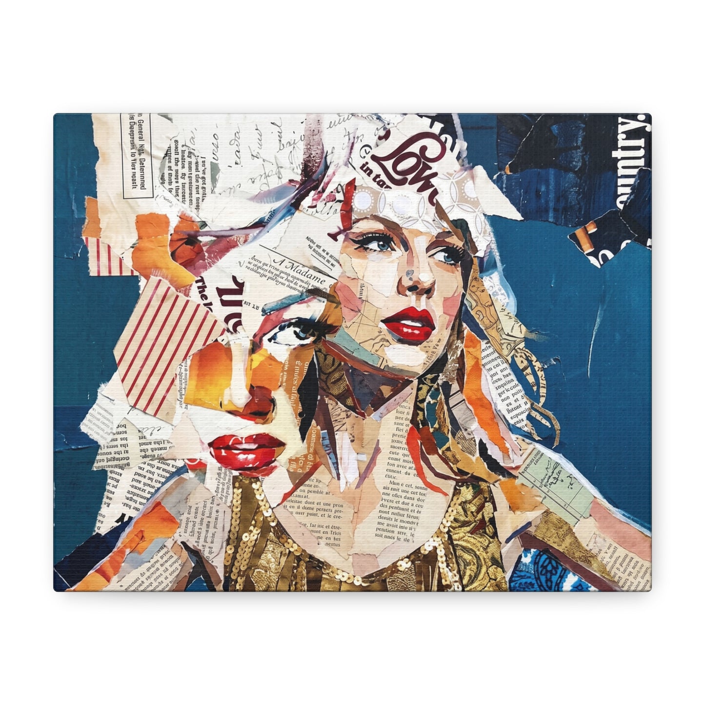 Pop Art Collage Woman Canvas Print — Modern Portrait Wall Art