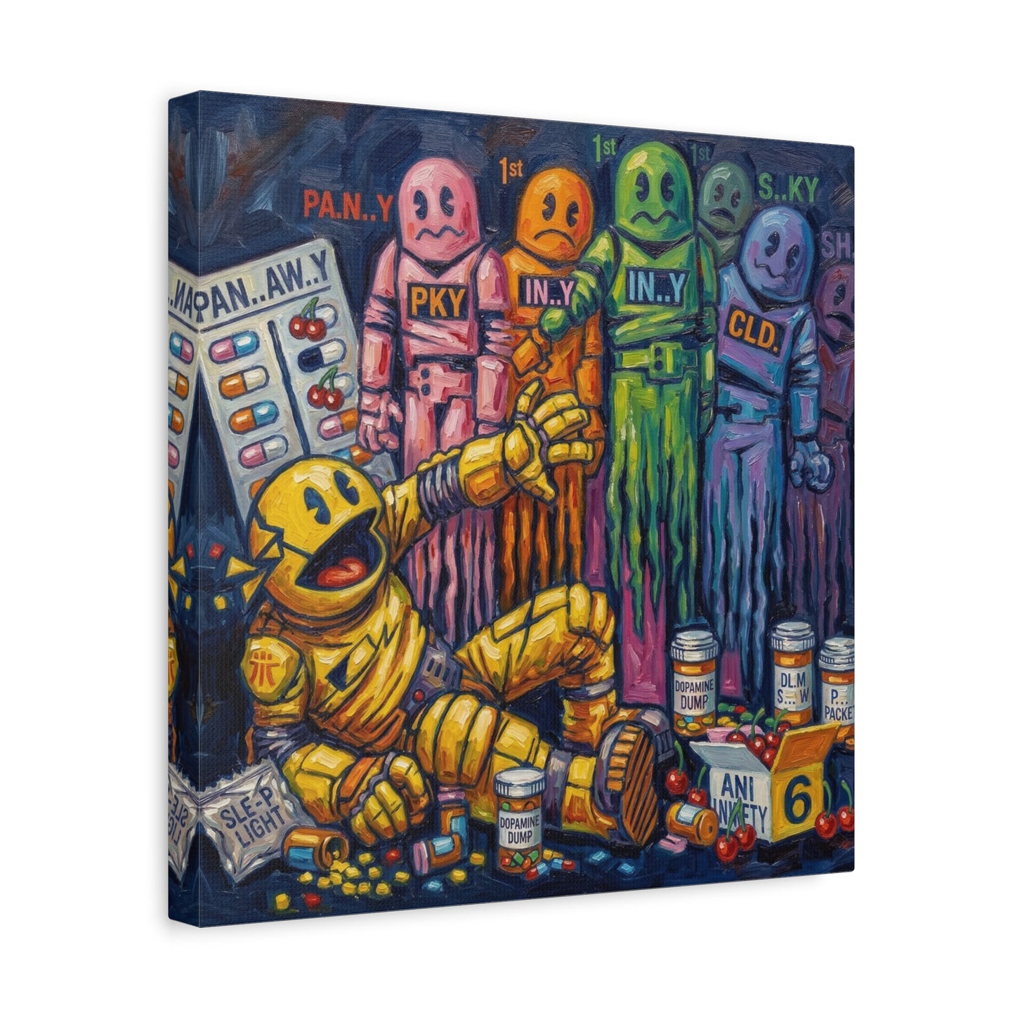 Depressed Pacman Canvas Wall Art Print