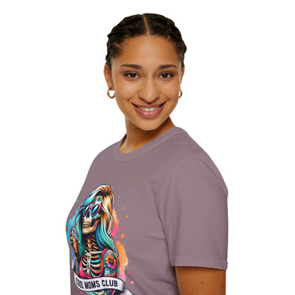 Cool Moms Club Skull T-Shirt — Colorful Day of the Dead Mom Graphic Tee