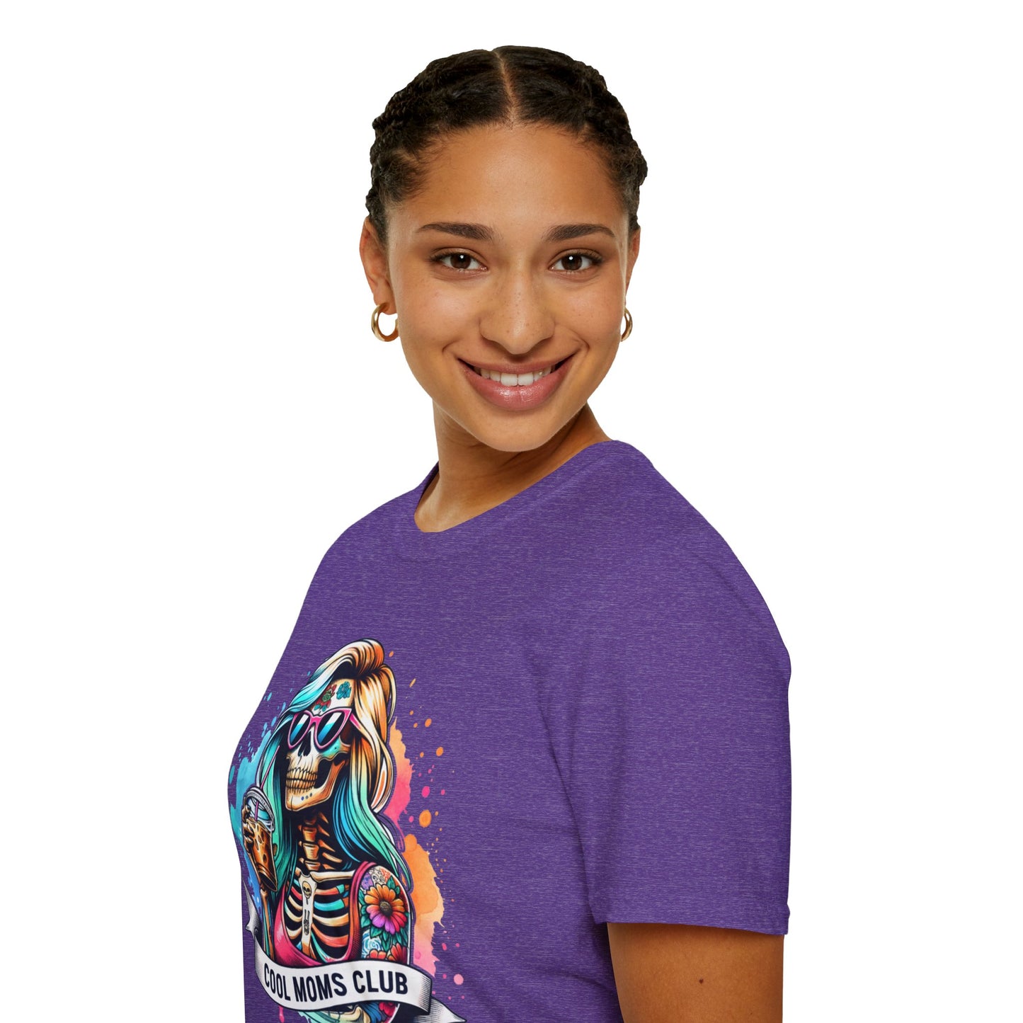 Cool Moms Club Skull T-Shirt — Colorful Day of the Dead Mom Graphic Tee
