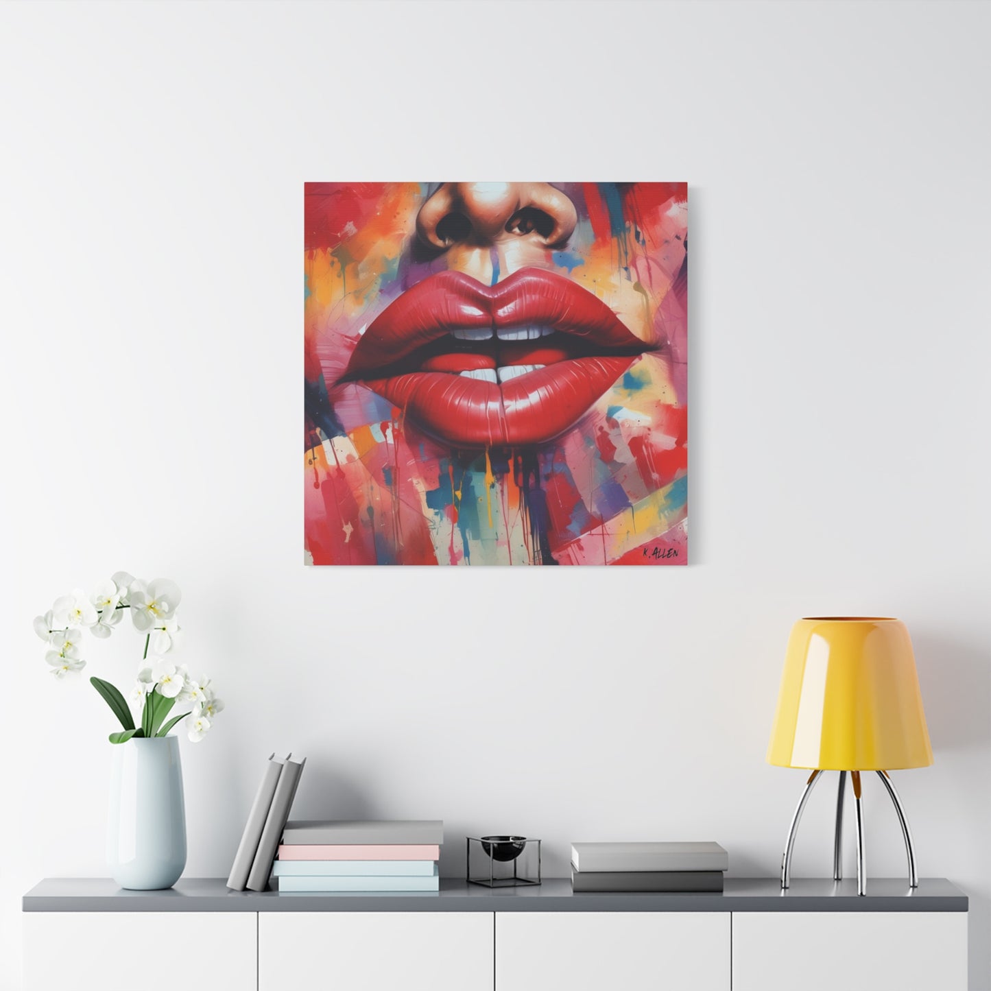 Bold Red Lips Pop Art Canvas — Matte Stretched Wall Art