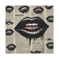 Black Drip Lips Canvas Wall Art — Vintage Newspaper Pop Art