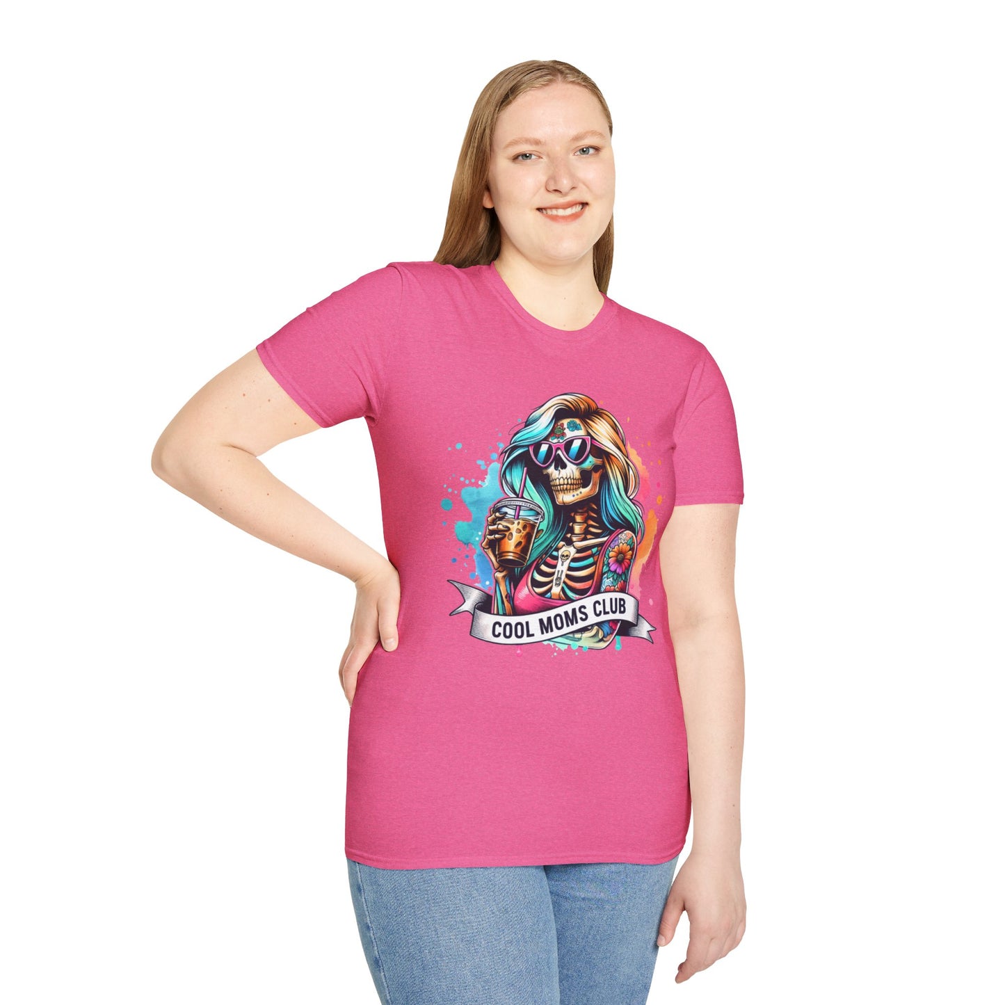 Cool Moms Club Skull T-Shirt — Colorful Day of the Dead Mom Graphic Tee