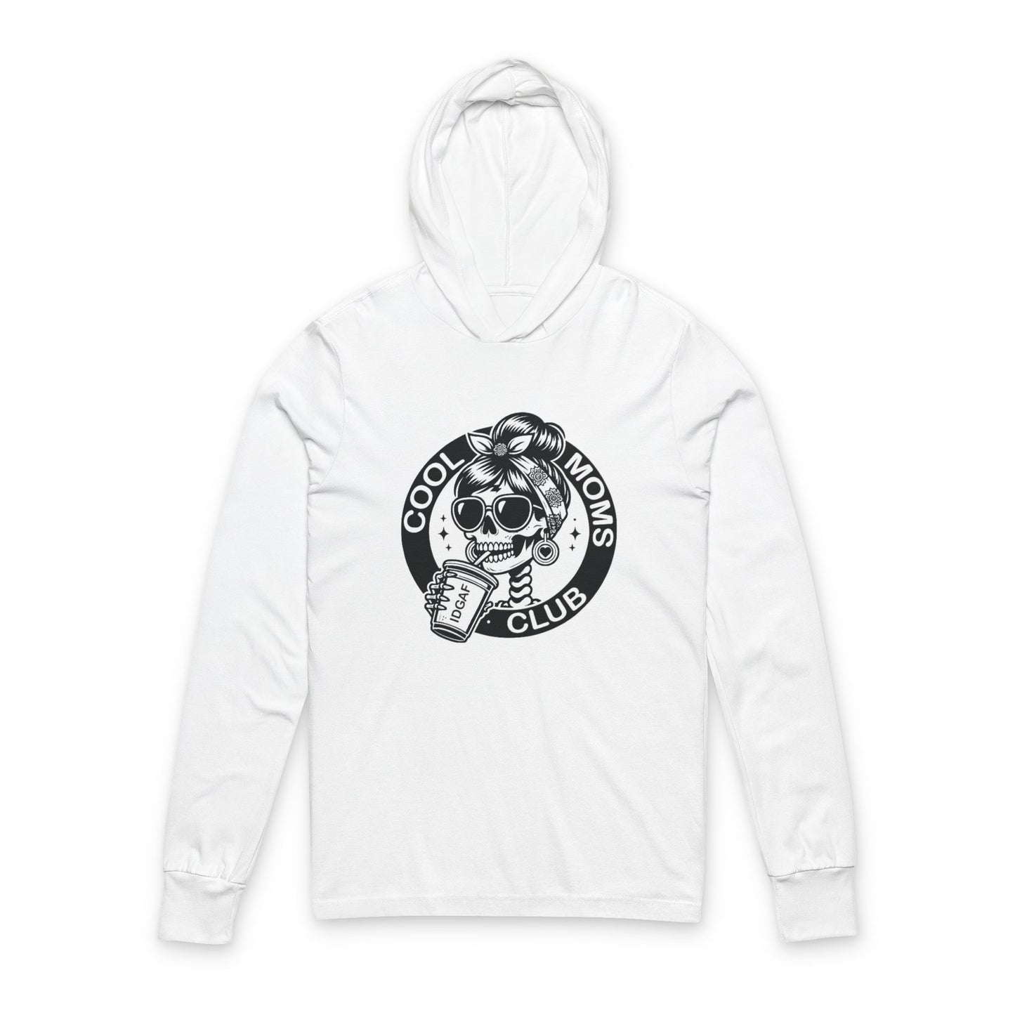 Cool Moms Club Hooded Long Sleeve Tee — Retro Skull Mama Graphic