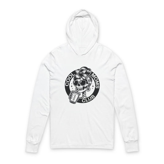 Cool Moms Club Hooded Long Sleeve Tee — Retro Skull Mama Graphic