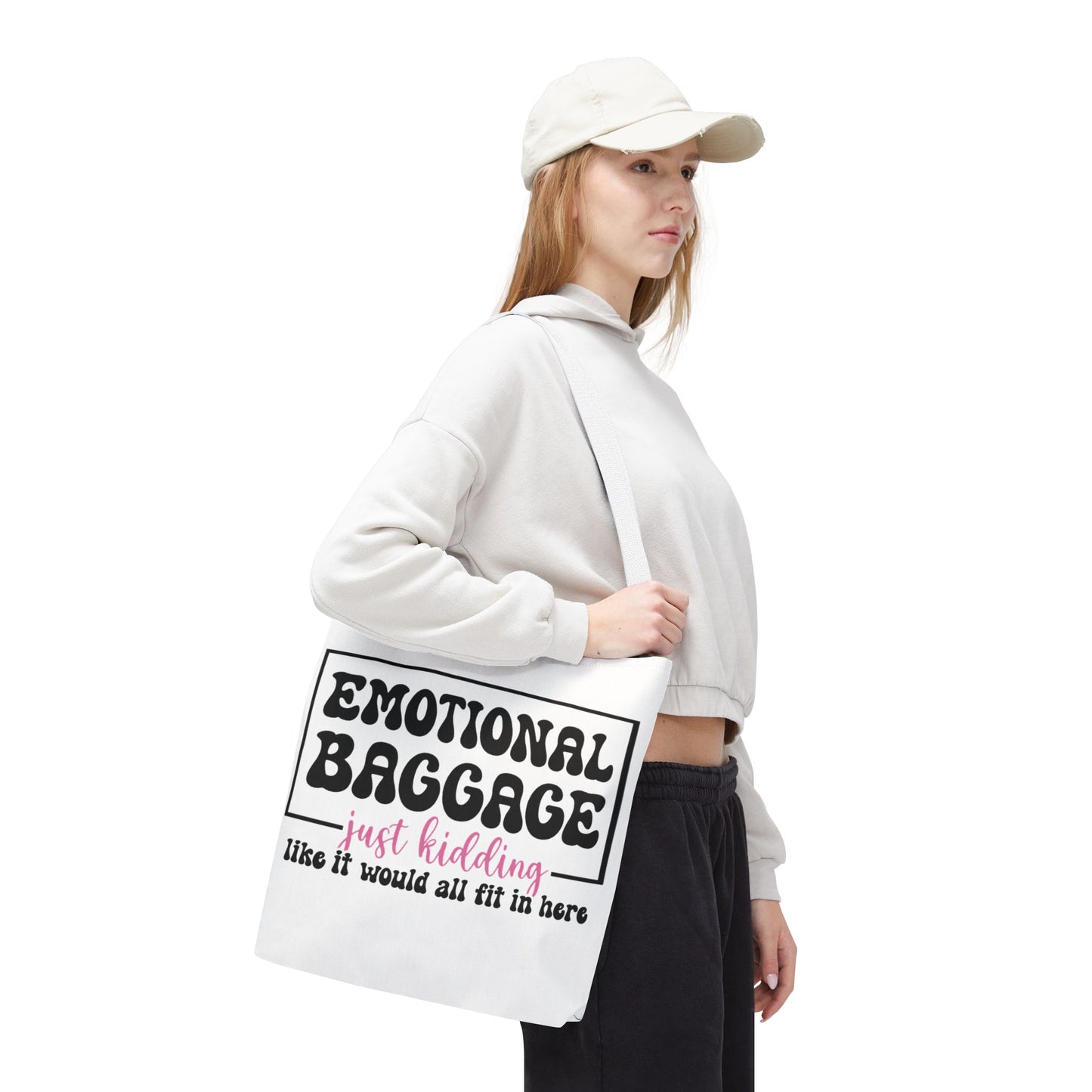 Emotional Baggage Tote Bag — Funny "Emotional Baggage (just kidding)" Reusable Shopper