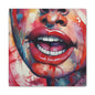 Colorful Pop Art Lips Canvas Wall Art – Vibrant Stretched Matte Portrait