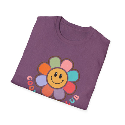 Cool Moms Club T-Shirt — Retro Floral Smiley Tee for Trendy Moms