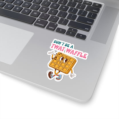 Don’t Be a Twat Waffle Sticker — Funny Retro Waffle Character Kiss-Cut Decal