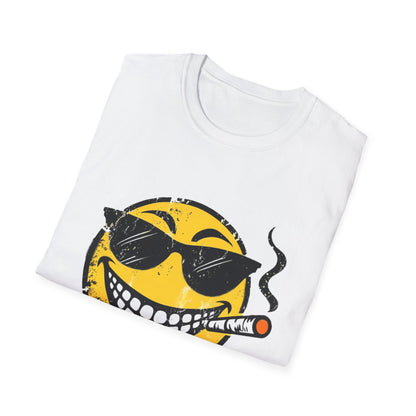 Smokin' Cool Emoji T-Shirt — Retro Grinning Face with Sunglasses & Cigar