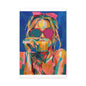 Colorful Pop Art Woman Drinking Canvas Wall Art - Blue