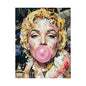 Pop Art Satin Poster — Iconic Blonde Portrait with Bubblegum