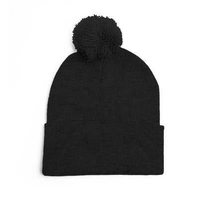 Embroidered Pom-Pom Beanie — "Spitters Are Quitters!" Cozy Winter Hat
