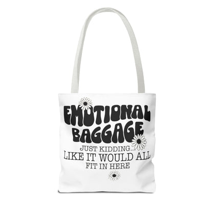 Tote Bag — "Emotional Baggage" Funny Quote Tote with Daisy Vibe