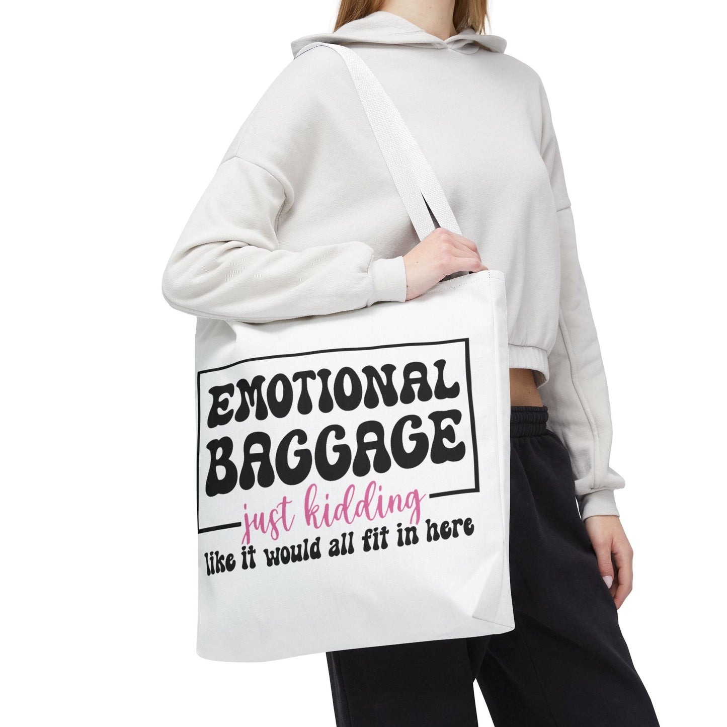 Emotional Baggage Tote Bag — Funny "Emotional Baggage (just kidding)" Reusable Shopper