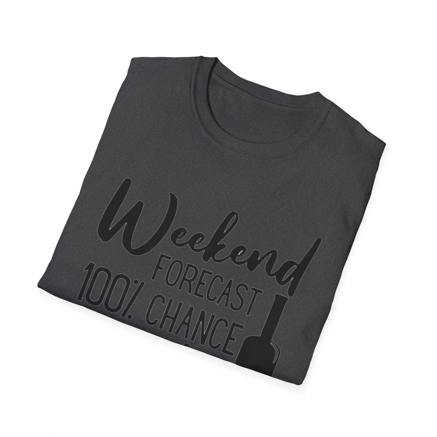 Wine Weekend T-Shirt — "Weekend Forecast 100% Chance of Wine" Graphic Tee