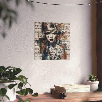 Swift Inspired Fine Art Poster — "I Wake Up; I'm Alive" Taylor-Inspired Music Portrait